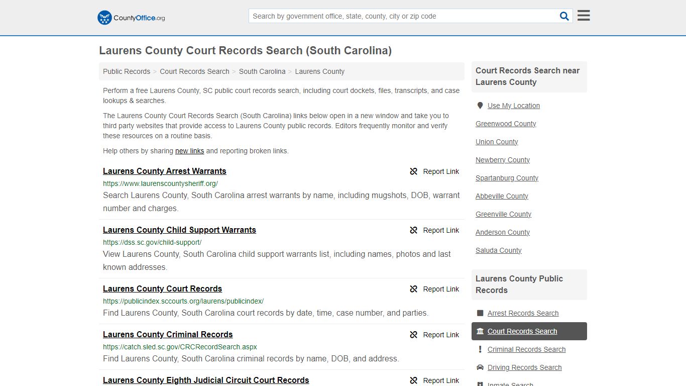 Laurens County Court Records Search (South Carolina)